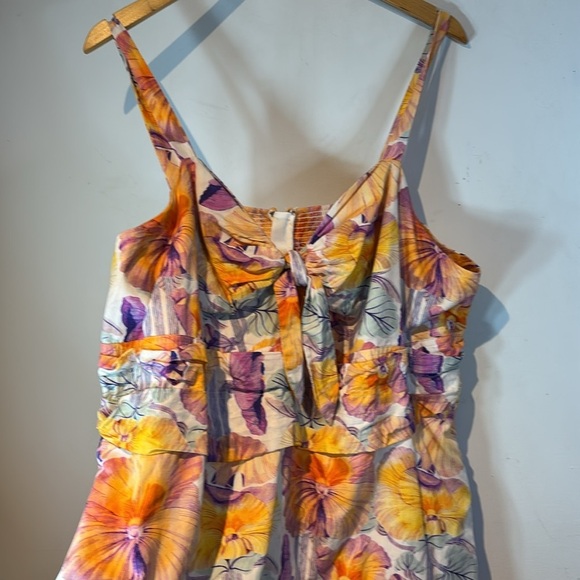 Anthropologie Cecilia Pettersson Tie Front Printed Floral Midi Dress size 22W - Picture 14 of 14